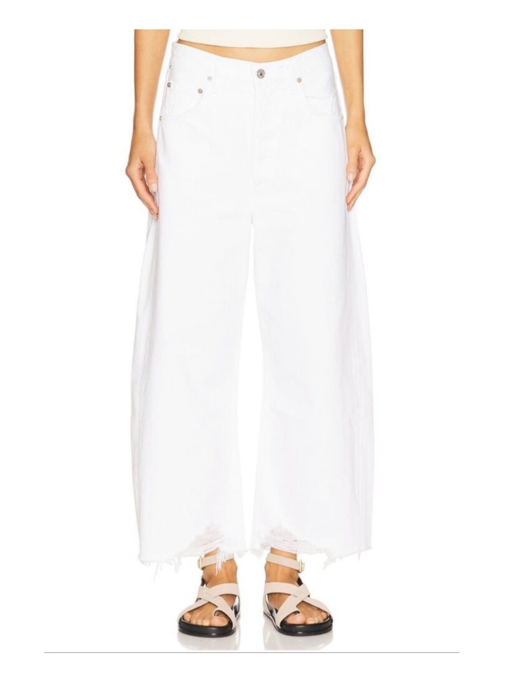 Citizens of Humanity Revolve Ayla Undone Hem Crop Wide Leg Jeans Size 26 Chic